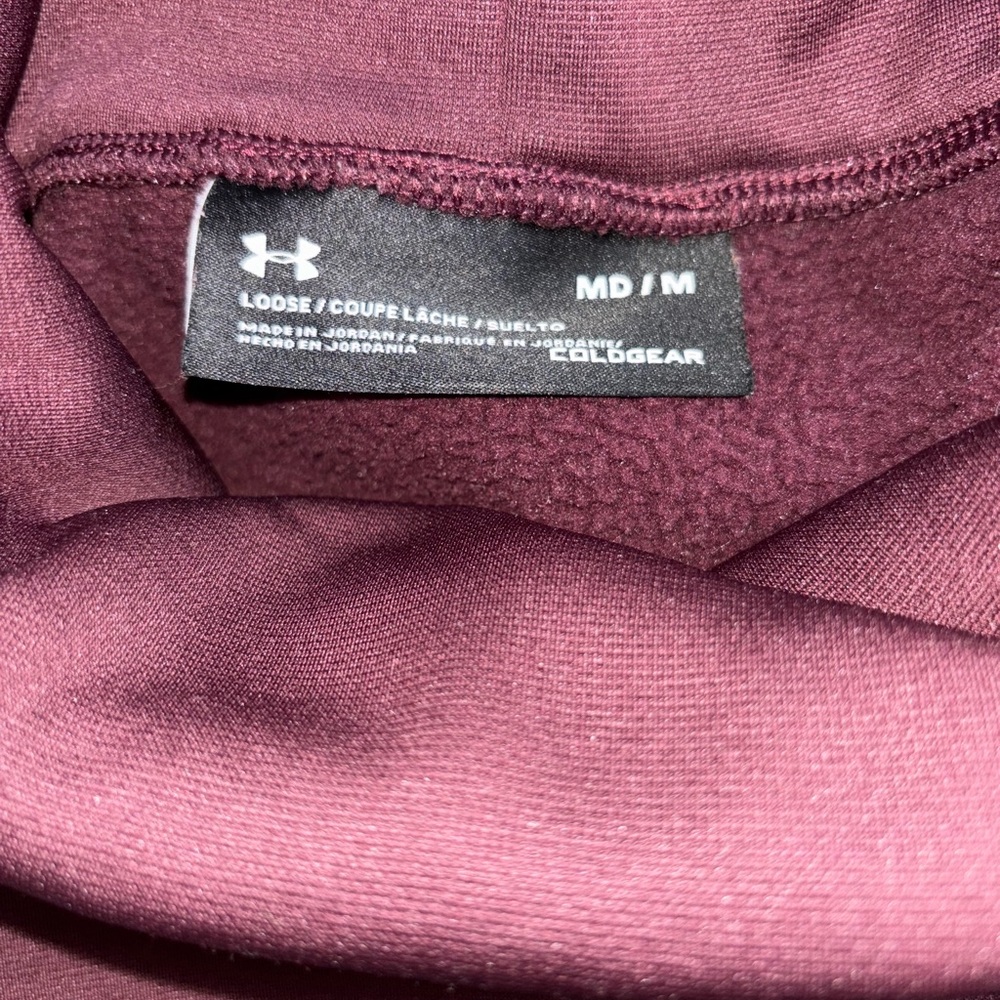 Under Armour Women’s ColdGear Cowl Neck Maroon Pullover Pink Accent Logo Size M - Picture 6 of 6